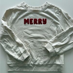 Cat & Jack White Sweatshirt with Red 'Merry'